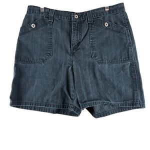 Vintage Faded Glory Y2K 100% Cotton Shorts Women's 12 Black Cargo Utility Mom